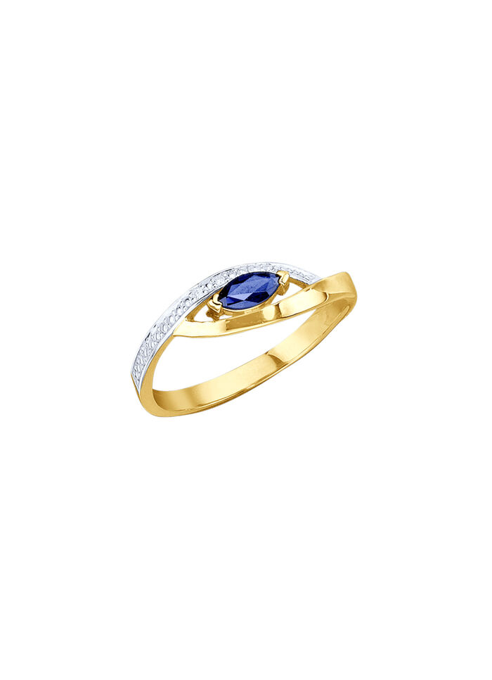 Damenring mit Brillanten und Safir 