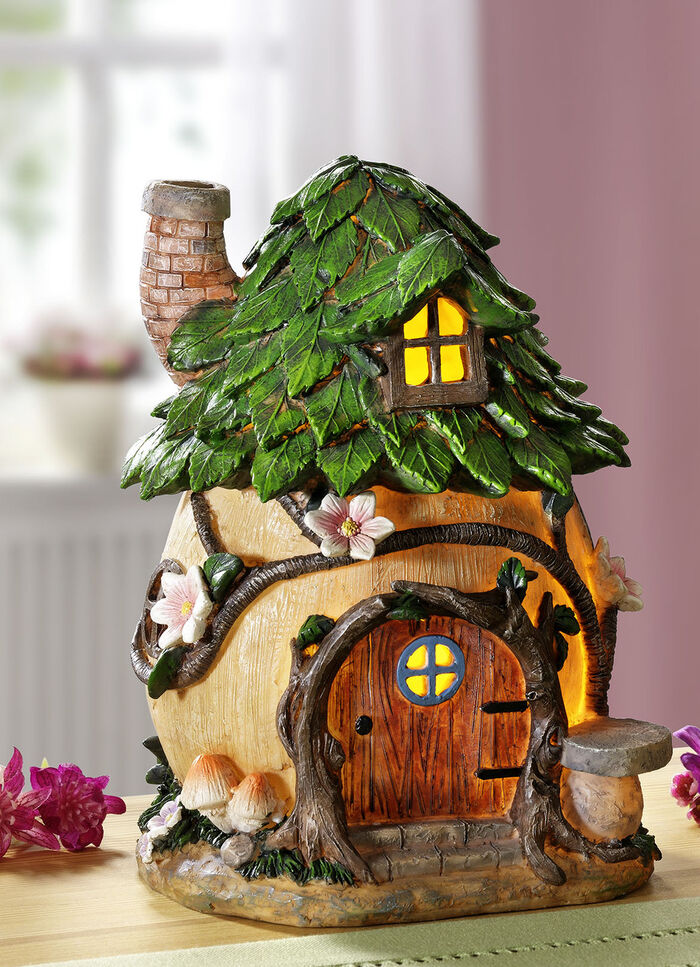 Beleuchtetes Zwergenhaus GRÜN-BRAUN