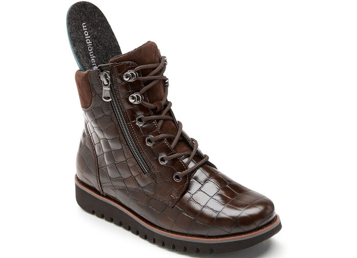 Waldläufer Stiefelette aus krokogeprägtem Nappaleder BRAUN