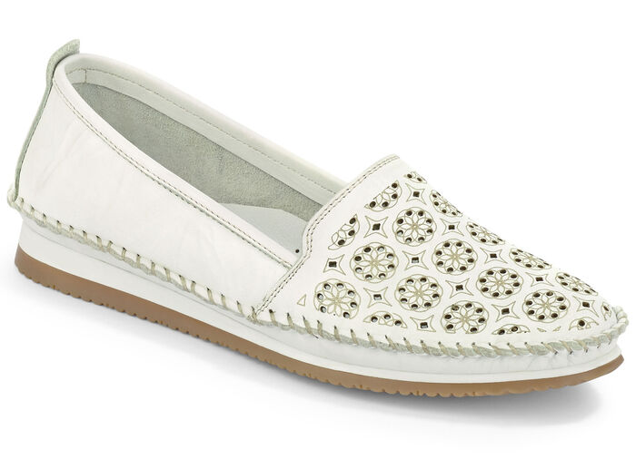 Mokassin-Slipper mit effektvoller Lochung WEISS