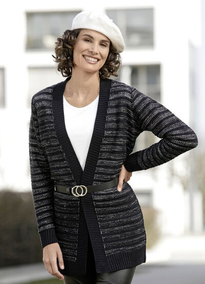 Long-Strickjacke mit Glitzer 