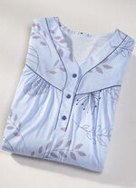 Zweierpack Nachthemden, 3/4 -langen &Auml;rmeln mit Knopfleiste 1X BLEU-BUNT, 1X BLEU