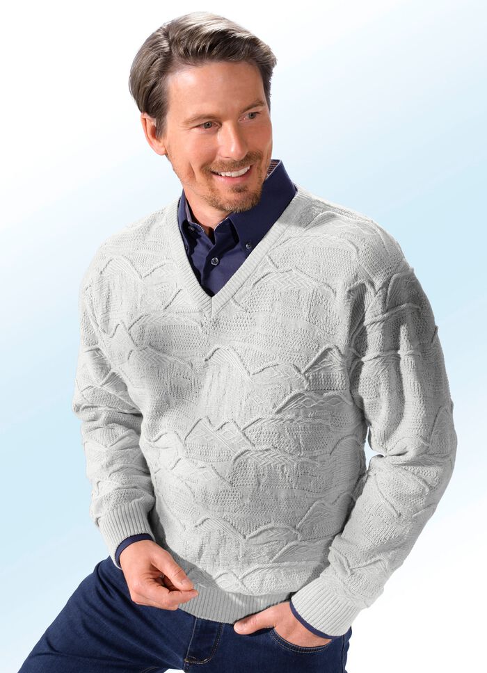 Schicker V-Pullover in 2 Farben GRAU