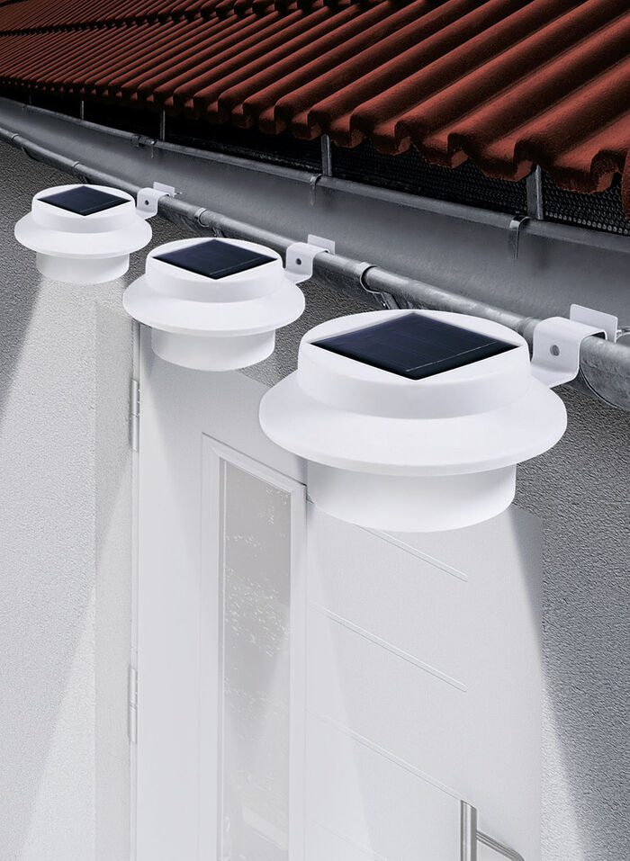 Dachrinnen-Leuchte, 3er-Set WEISS