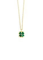 Gl&uuml;cksbringer &ndash; Kleeblatt-Anh&auml;nger mit echtem Malachit 