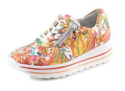Waldl&auml;ufer Sneaker aus beschichtetem, floral bedrucktem Textilmaterial 