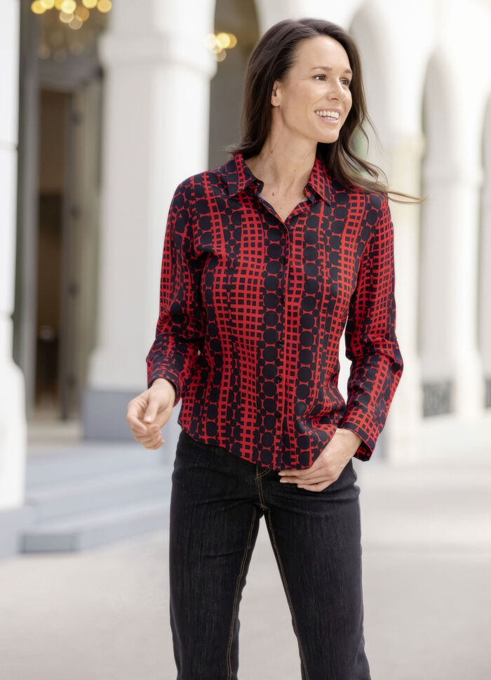 Bluse mit Hemdkragen 
