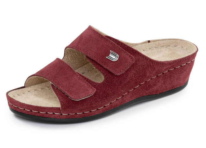 Leichte Damen-Pantoletten, Weite G, mit Klettverschluss BORDEAUX