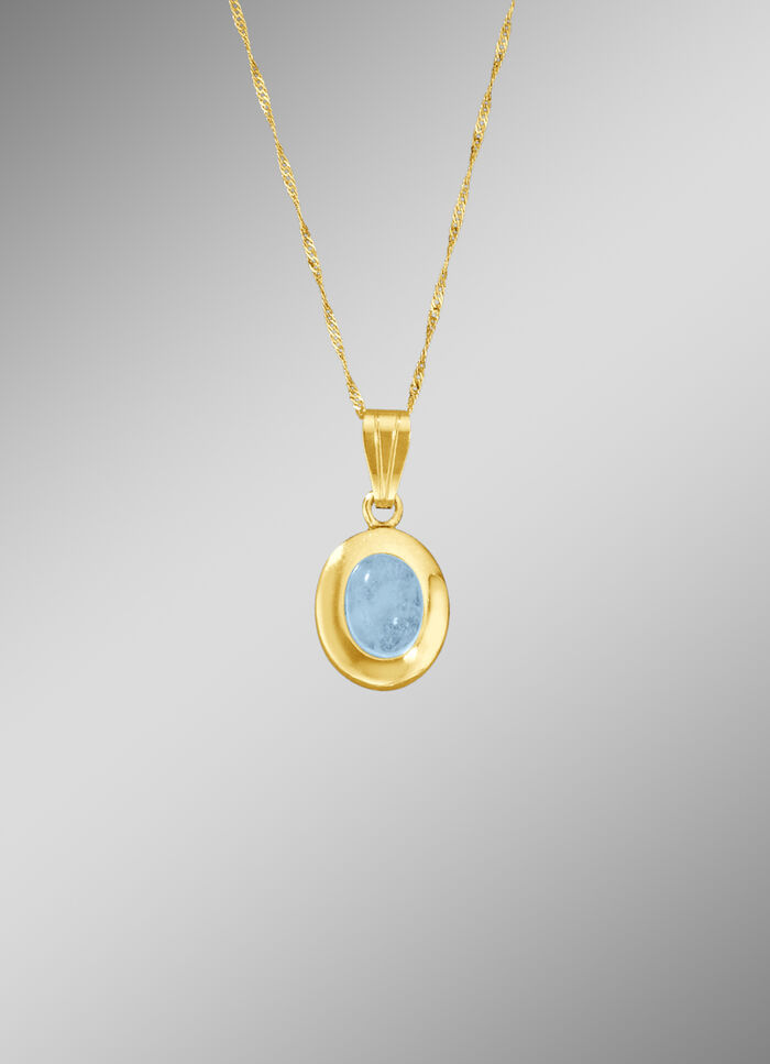 Anh&auml;nger mit echtem Aquamarin-Cabochon 