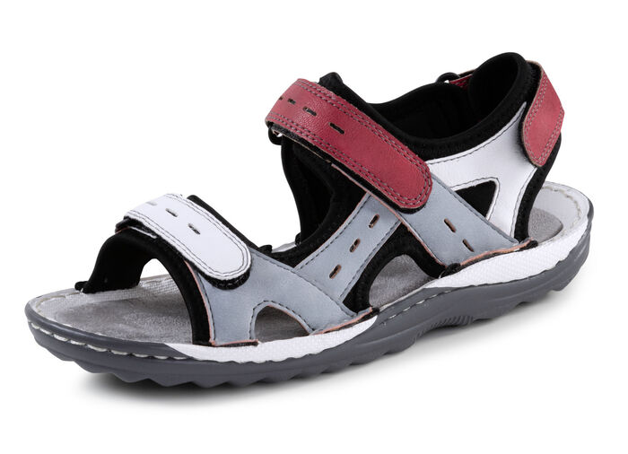 ELENA EDEN, sportliche Damen-Trekkingsandalen, Weite G, mit Klettverschluss BLEU-WEISS-ROT