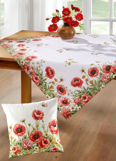 Tisch- und Raumdekoration mit Mohnblumen-Motiv 