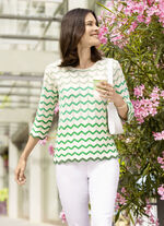 Pullover mit Wellenringeln CREME-GRÜN