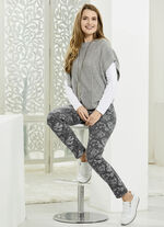 Jeans mit floraler Dessinierung ANTHRAZIT-GRAU