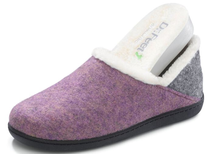 Wollfilz-Hausschuh mit herausnehmbarem Fu&szlig;bett FLIEDER-GRAU
