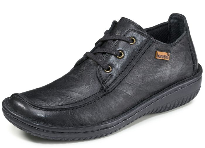 Schn&uuml;rschuh aus Nappaleder mit Knitter-Struktur SCHWARZ