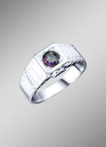 Massiver Herrenring mit echt Mystic-Topas 