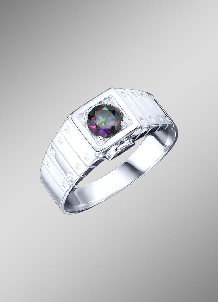 Massiver Herrenring mit echt Mystic-Topas 