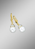 Ohrringe mit Süßwasser-Zuchtperlen und synth. Zirkonia