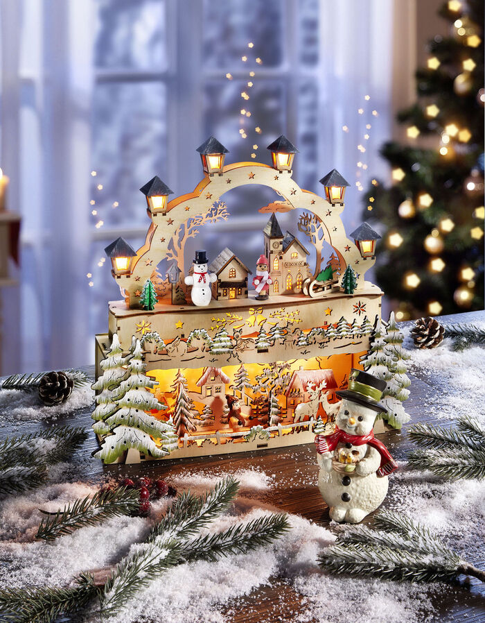 Schwibbogen / Podest aus Holz NATUR