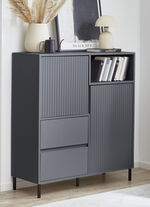 Highboard mit aufwendiger Rillenfront ANTHRAZIT