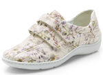 Waldläufer, bequeme Damen-Slipper, Weite H, mit herausnehmbarem Fußbett ECRU-BUNT