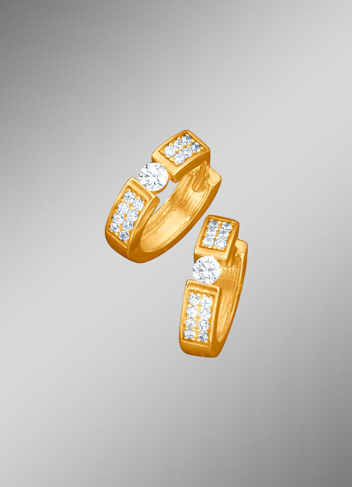 Klappcreolen aus Gold 375/- fein mit synth. Zirkonia 