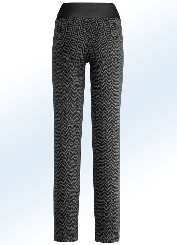 Hose in toller Fischgrat-Oprik SCHWARZ-GRAU