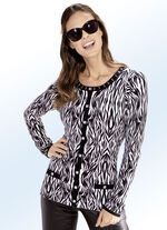 Pullover in Jackenoptik mit Schmucksteinzier 