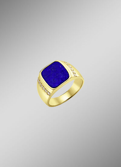 Herrenring mit Lapislazuli und Zirkonia  Herrenring mit Lapislazuli und Zirkonia