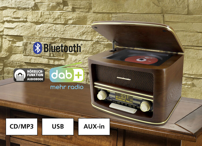 &bdquo;soundmaster&ldquo; Nostalgie-Stereoanlage im Echtholzgeh&auml;use 