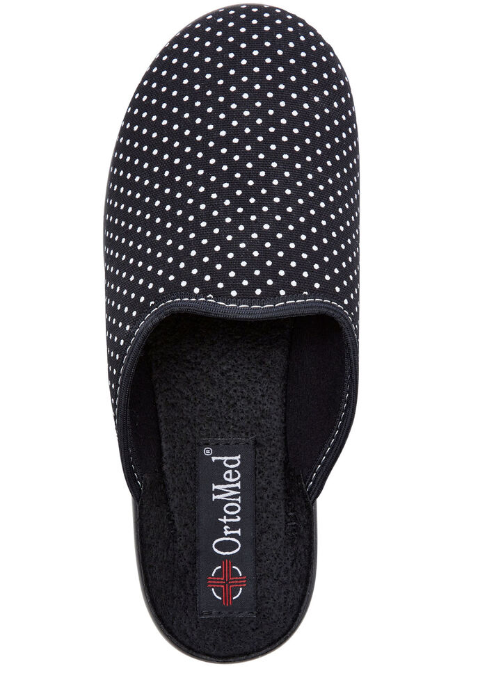 Zweierpack Pantoffeln aus gepunktetem Textilmaterial 1x BORDEAUX 1x SCHWARZ