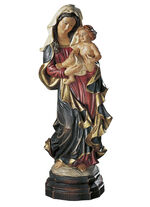 Sammlerstück Madonnenfigur mit Kind DUNKELBLAU-ROT