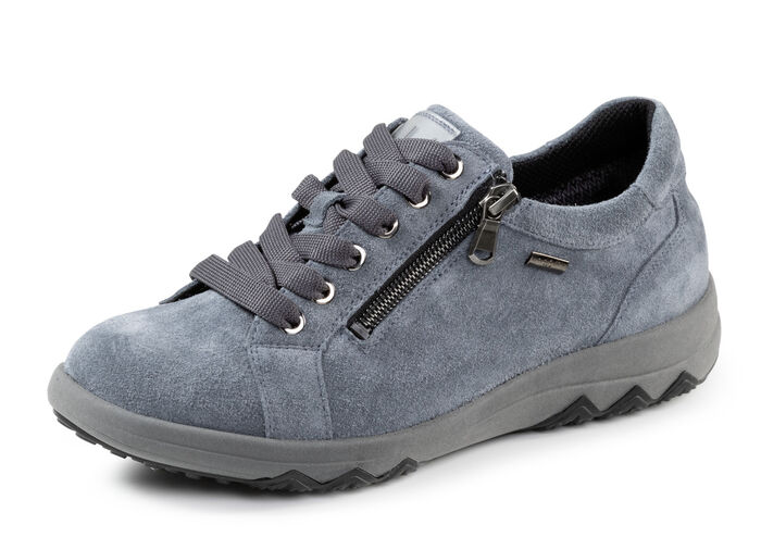 Waldläufer Schnürschuh aus weichem Veloursleder JEANSBLAU