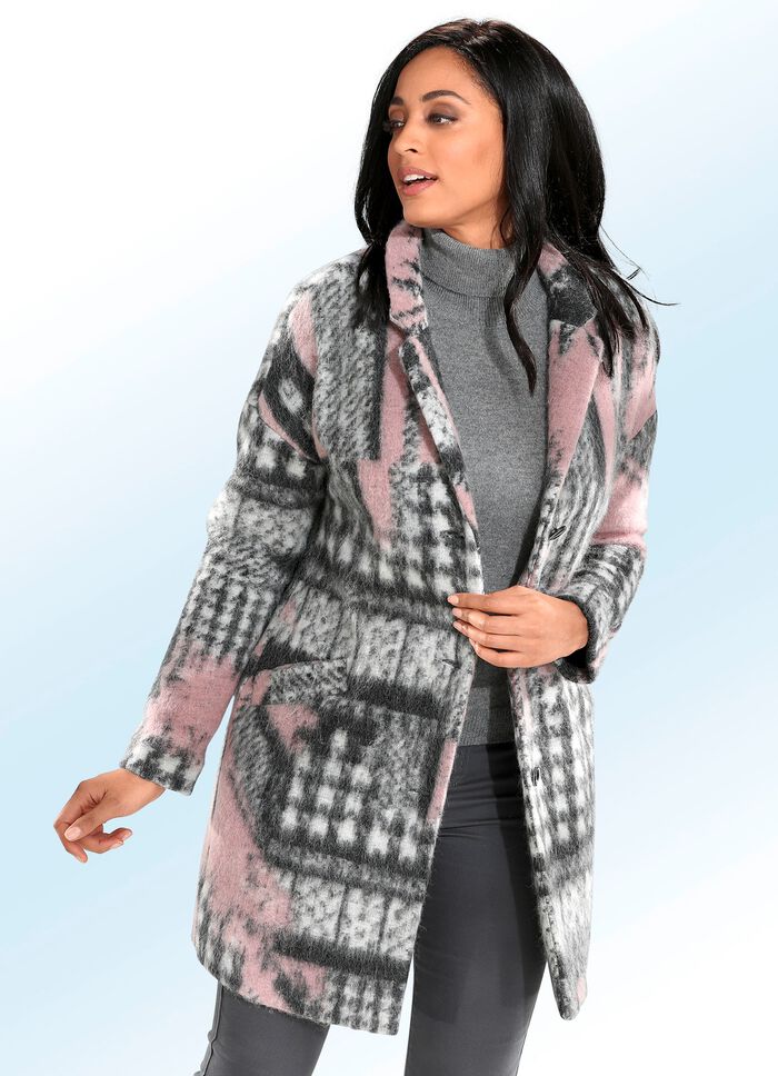 Longjacke mit dekorativem Allover-Dessin 