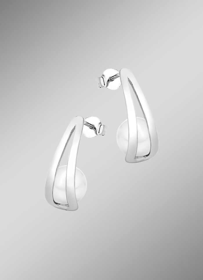 Moderne Ohrstecker mit Süßwasser-Zuchtperlen 