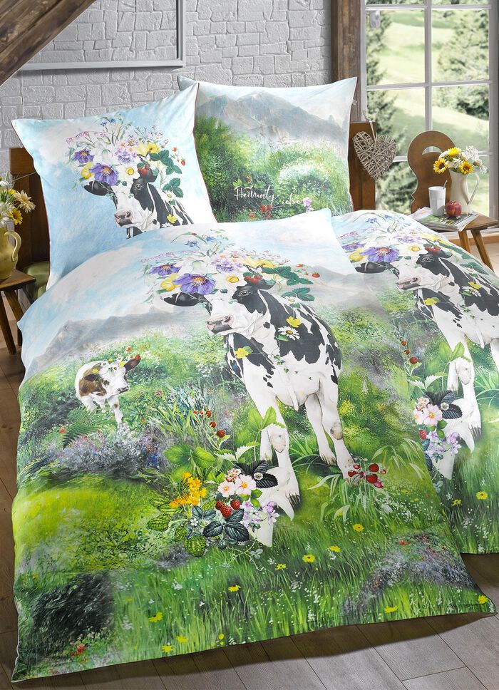 Bettw&auml;sche-Garnitur mit Sommerwiesen-Motiv 