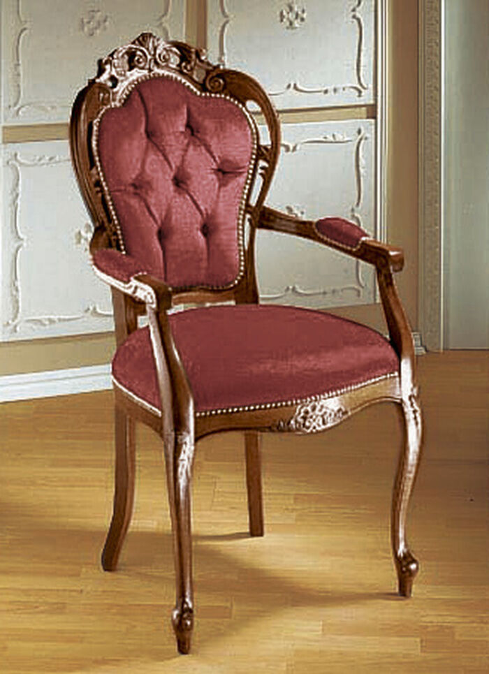 Elegante Esszimmer-Stühle oder Sessel ROT/NUSSBAUM