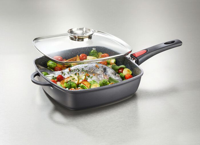 "King" Rechteckpfanne aus Aluguss ANTHRAZIT