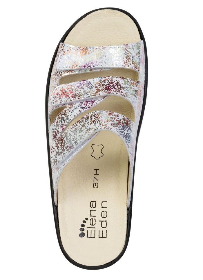 ELENA EDEN, bequeme Damen-Pantoletten, Weite H, mit herausnehmbarem Fußbett ECRU-ROSÉ