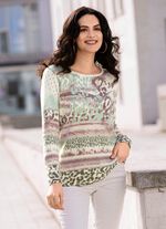 Pullover mit Kaschmir MINT-ECRU-MULTICOLOR