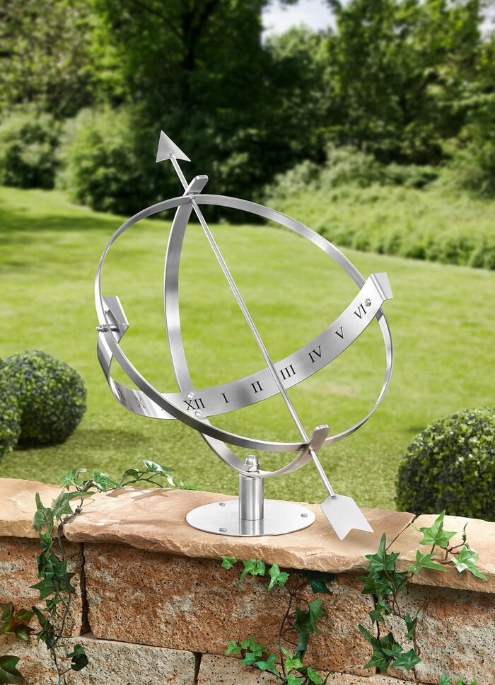 Sonnenuhr aus wetterfestem, rostfreiem Edelstahl 