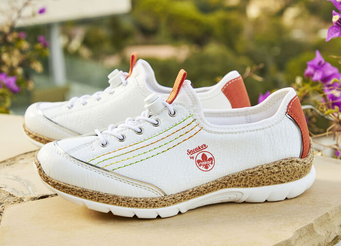 Rieker Sneaker mit elastischem Schnellschnürsystem mit Stopper WEISS-BUNT