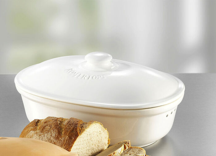 Römertopf Brottopf aus Naturton WEISS