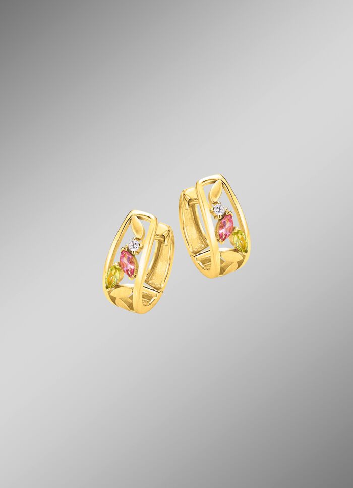 Klappcreolen mit Edelsteinen und synth. Zirkonia 