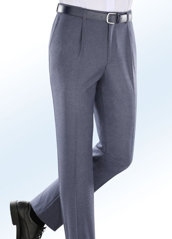 Melierte Hose in 4 Farben mit Bundfalten RAUCHBLAU