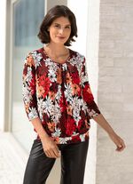 Shirt mit schöner Fältelung in 2 Farben ROT-SCHWARZ-APRICOT