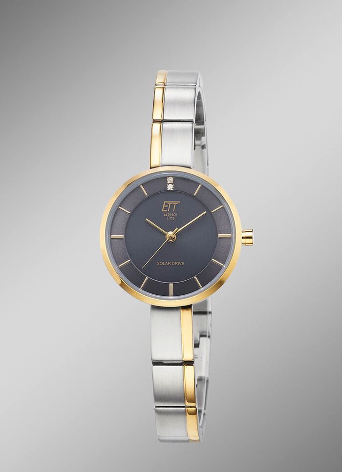 ETT-Solar-Damenuhr ELS-12151-52M mit Quartzuhrwerk 