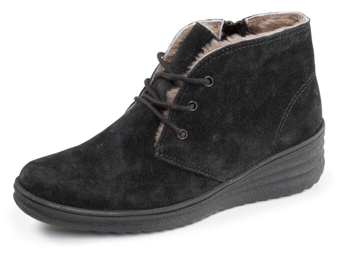 ELENA EDEN, gef&uuml;tterte Damen-Boots, Winterschuhe, mit Lammfell SCHWARZ