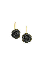 Romantische Ohrringe mit schwarzer Obsidian-Rose 