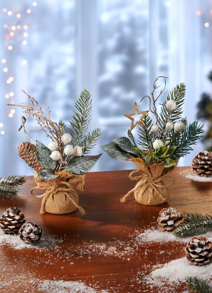 Tannenzweige im Jutesack, 2er-Set